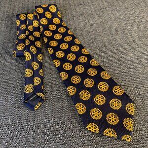 Rotary Club International Logo Tie - geometric blue gold russell-hampton co neck